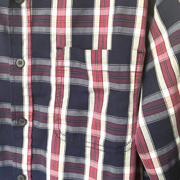 Pacific Outfitters Mens M Active Stretch LS Blue Plaid Button Up Shirt Casual - Picture 5 of 6